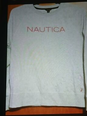 Nautica White Sweatshirt with Pink Logo